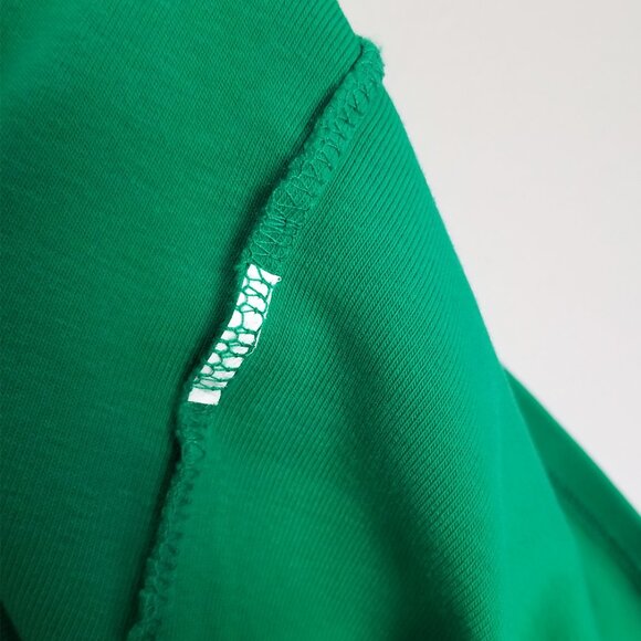 Zara Ribbed Knit Crew Neck Ruched Gathered Midi Dress L Cap Sleeves Kelly Green - Picture 9 of 12